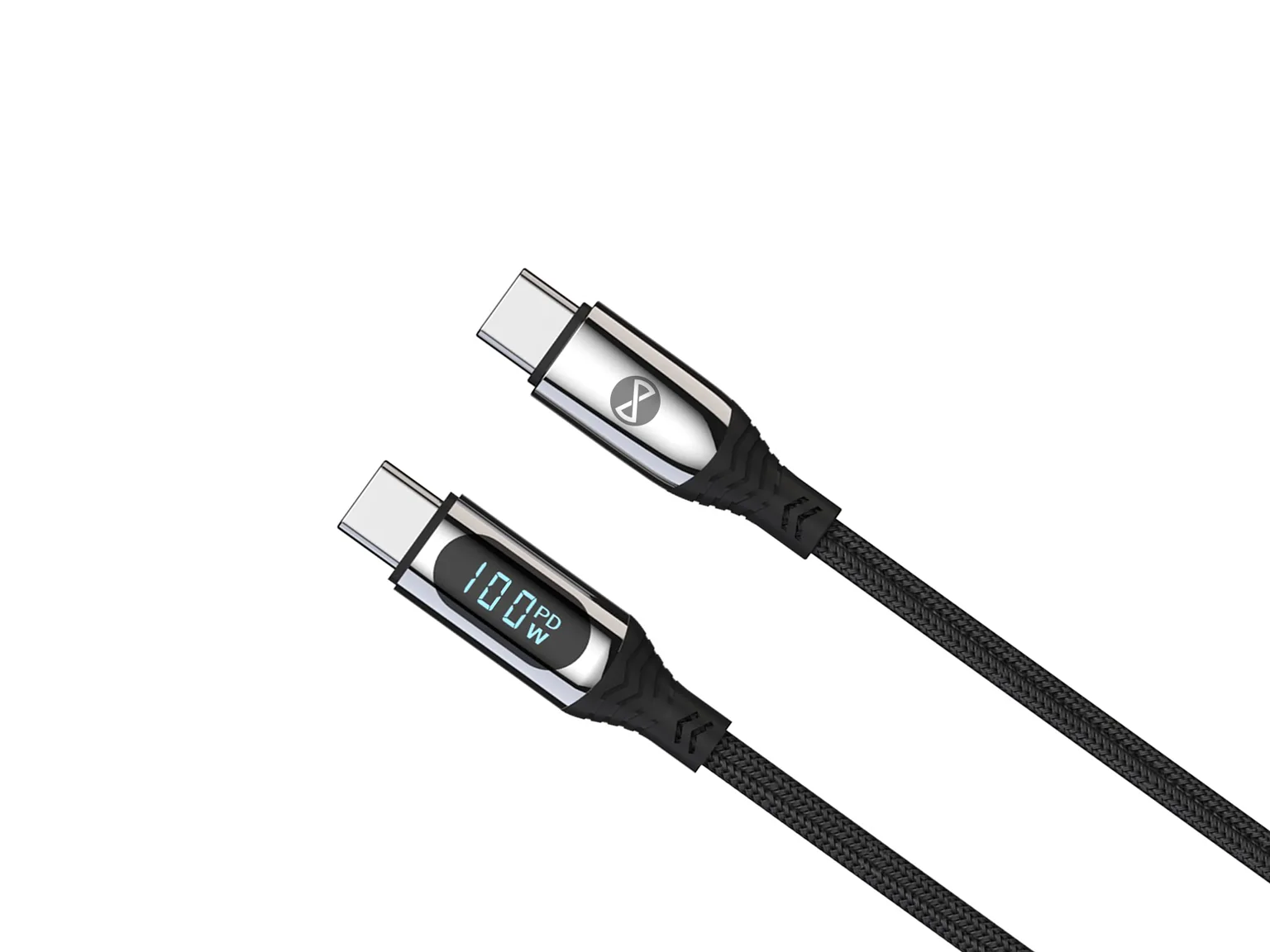 Forever LCD-kabel USB-C – USB-C 1,0 m 100W svart
