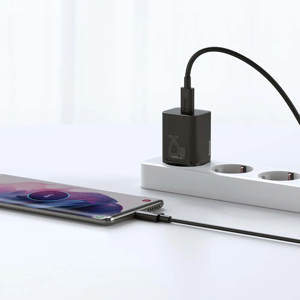 Baseus wall charger Super Si PD 25W 1x USBC black + USB-C – USB-C cable