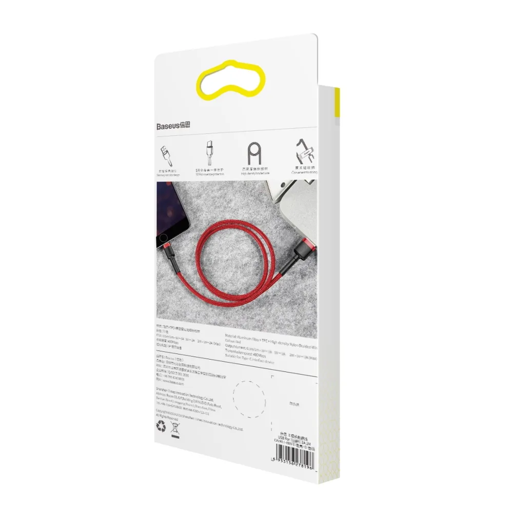 Baseus cable Cafule USB – Lightning 2,0 m 1,5A red-red