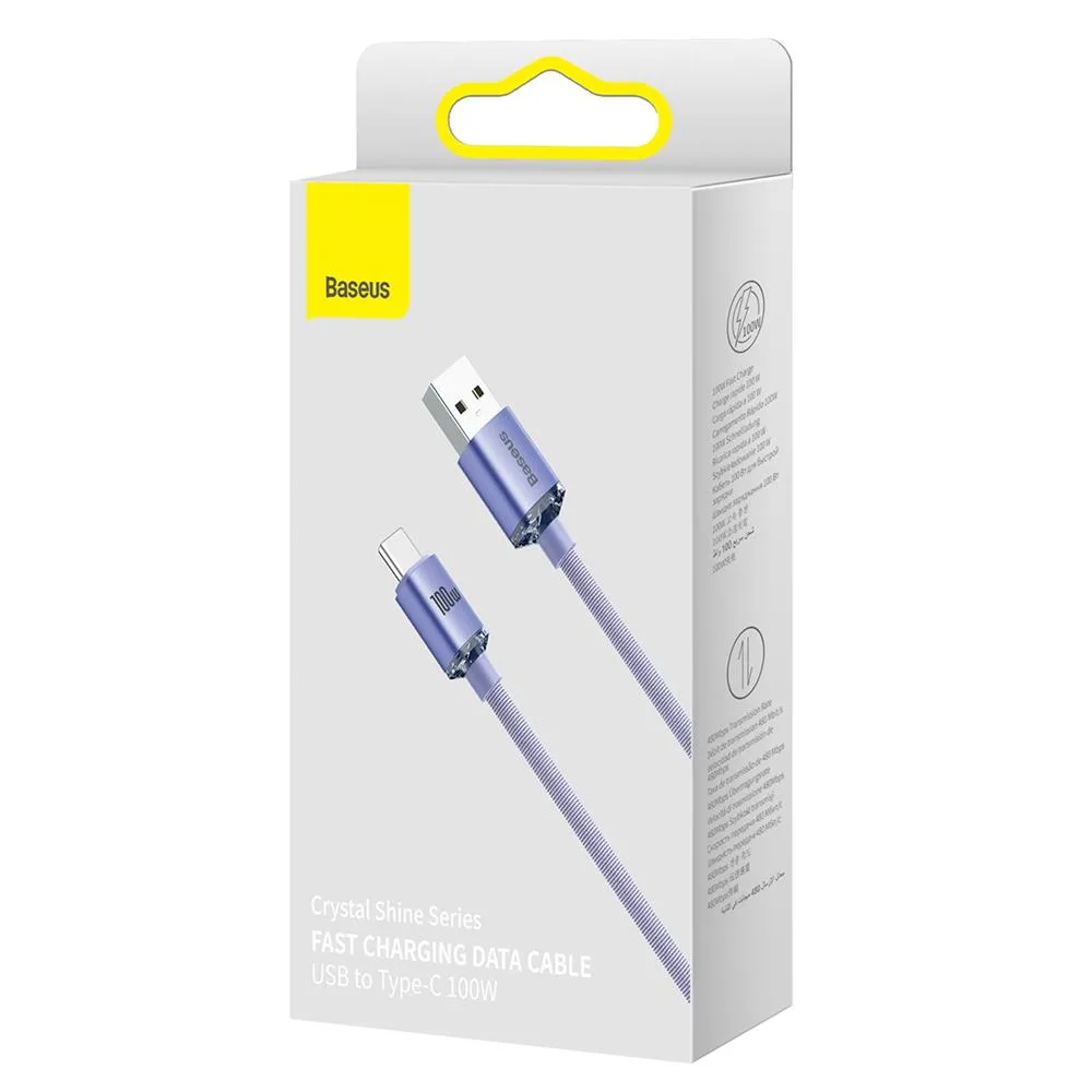 Baseus cable Crystal Shine USB – USB-C 1,2 m 100W purple