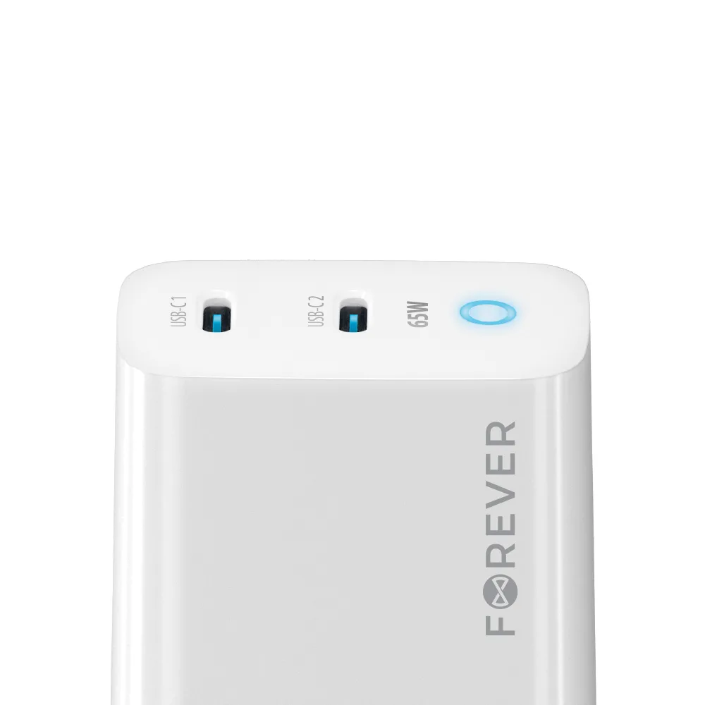 Forever TC-06-65CC GaN PD QC charger 2x USB-C 65W white