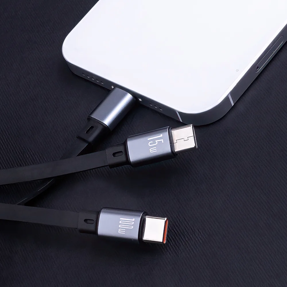 Forever 3in1 cable USB – Lightning + 2x USB-C 1,2 m 100W black