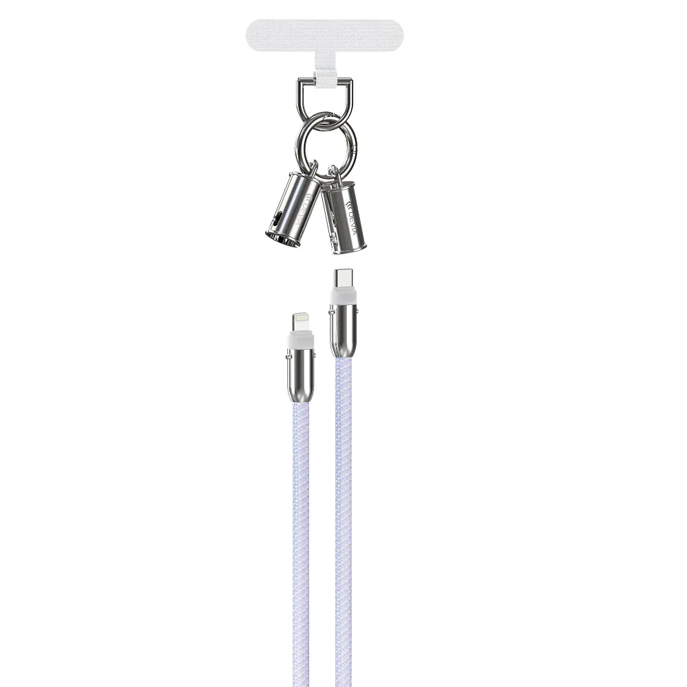 Devia sladdlanyard 2-i-1 PD USB-C – Lightning 1,2 m 27W lila