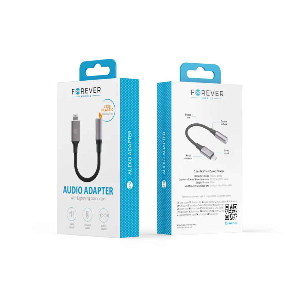 Forever adapter audio AJL-01 jack 3,5 mm – Lightning black