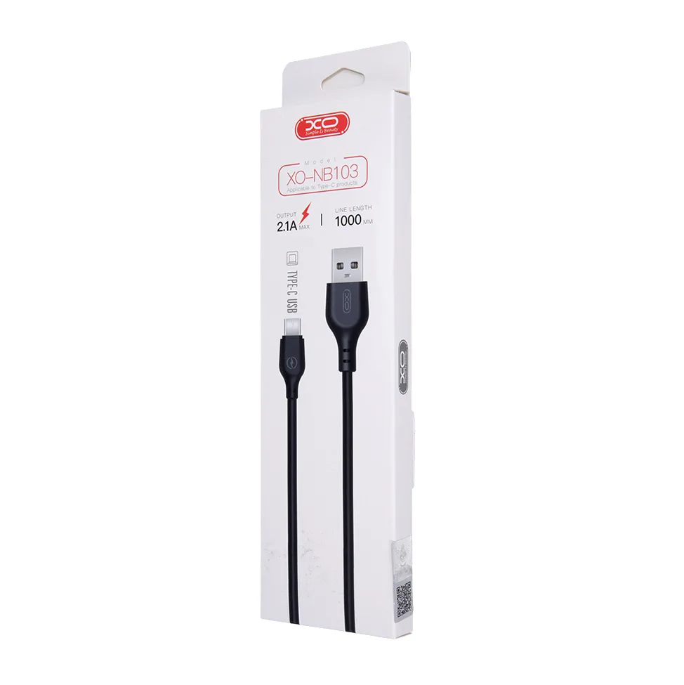 XO-kabel NB103 USB – USB-C 1,0 m 2,1A svart