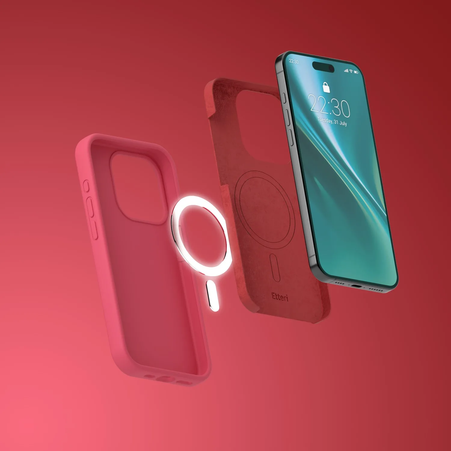 Etteri Silicone Mag-fodral för iPhone 15 Pro 6,1″ hallon