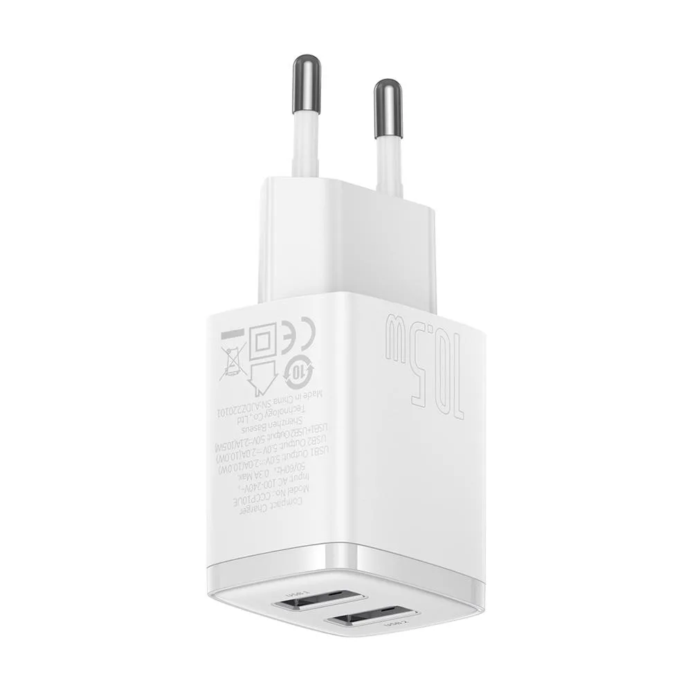 Baseus wall charger Compact 2 x USB white 10,5w