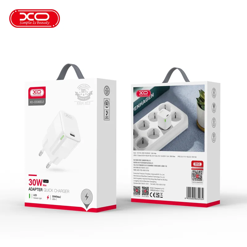 XO väggladdare CE06 PD 30W 1x USB-C vit