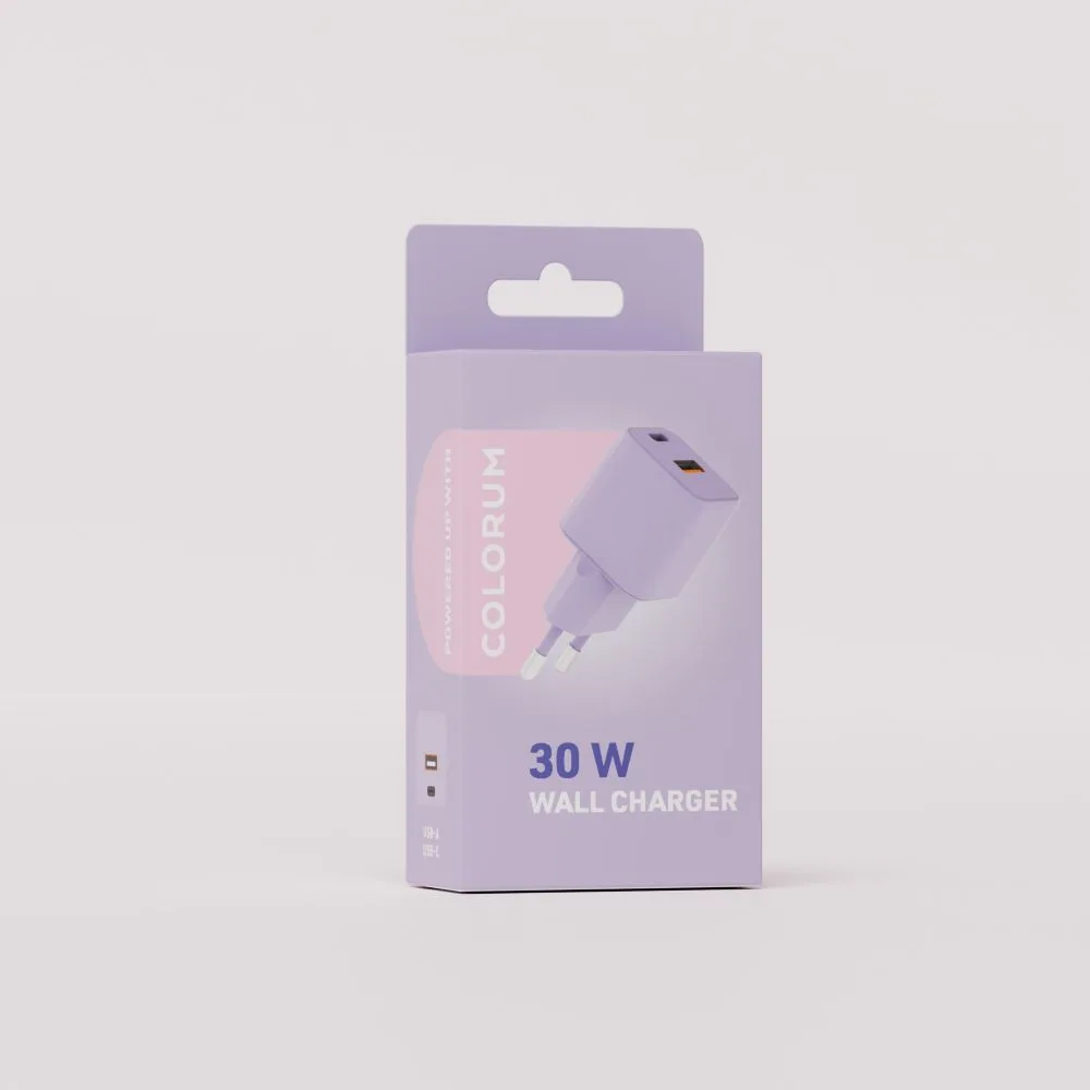 COLORUM väggladdare USB-A + USB-C PD 30W CLS30-AC-09 xLavenda