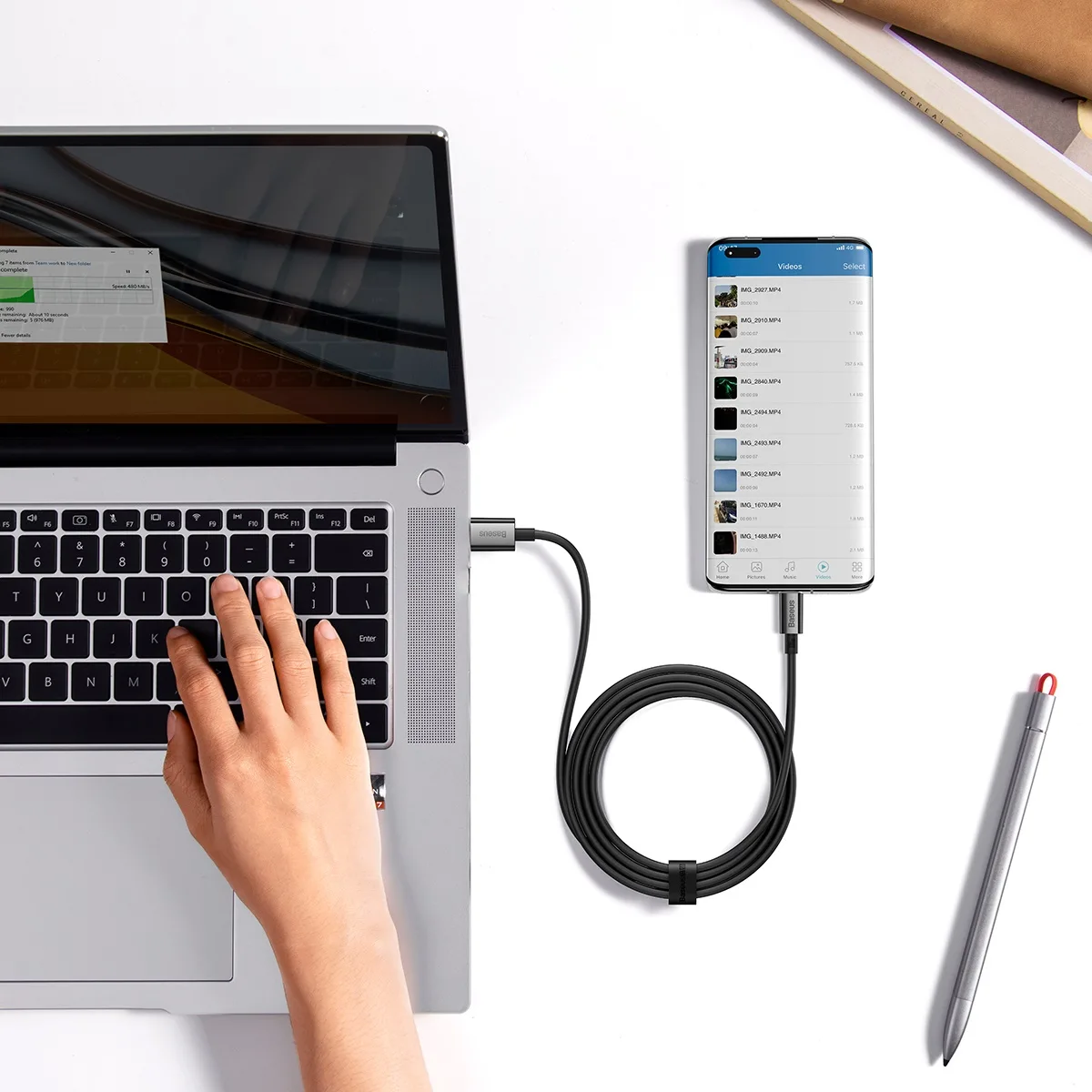 Baseus cable Superior USB – USB-C 1,0m cluster black 100W