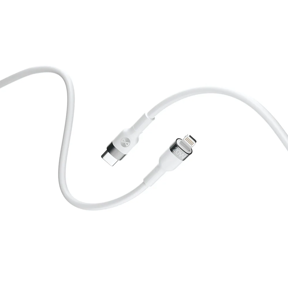 Evigt flexibel kabel USB-C – Lightning 1,0 m 20W vit