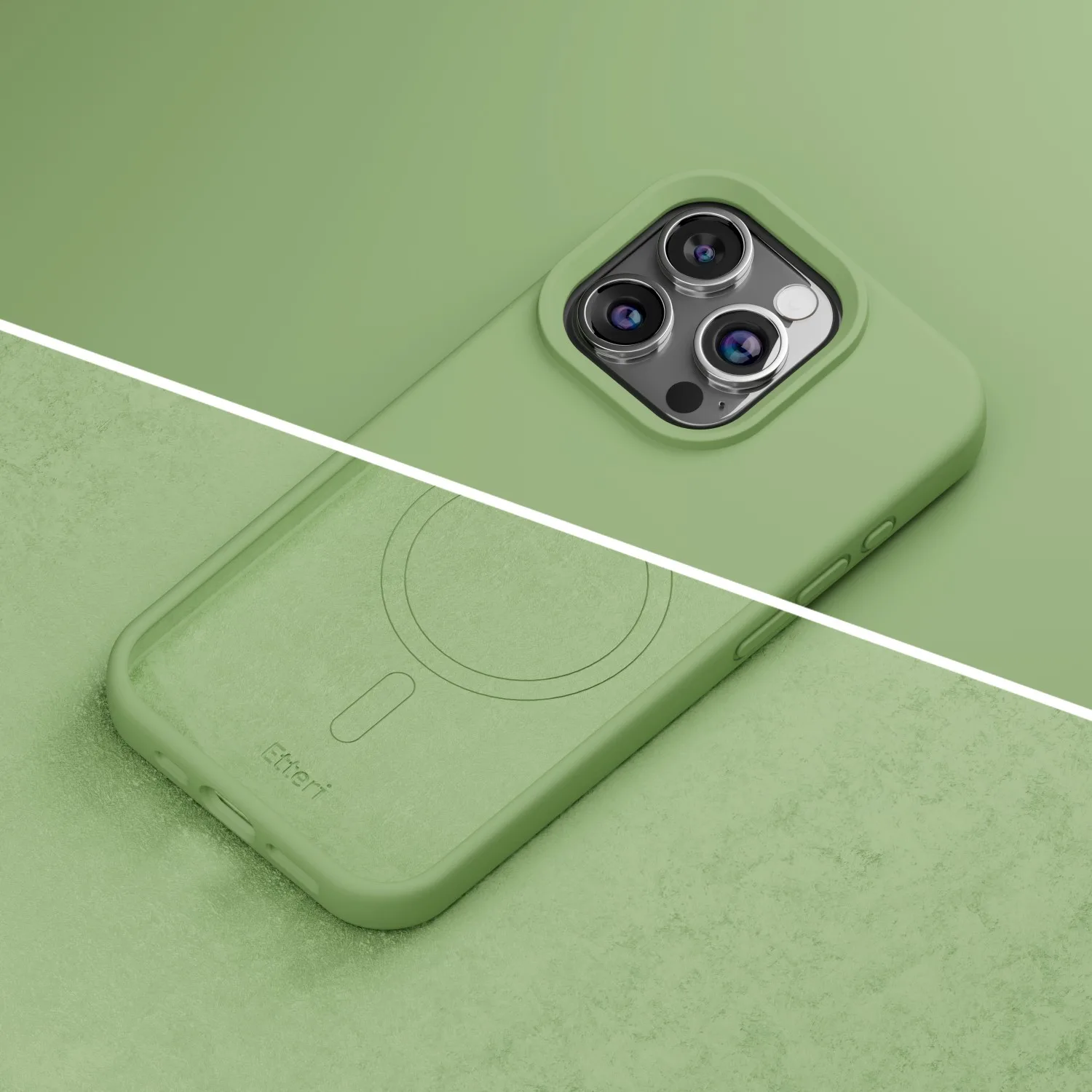 Etteri Silicone Mag-fodral för iPhone 15 Pro Max 6,7″ i ljusgrön