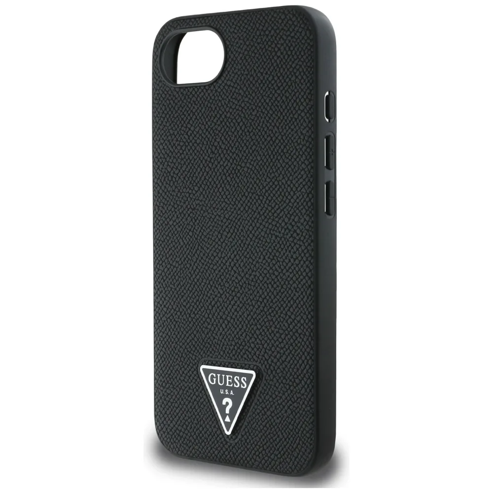 Guess HC MagSafe Grained PU Triangle Logo Case for iPhone 16e Black
