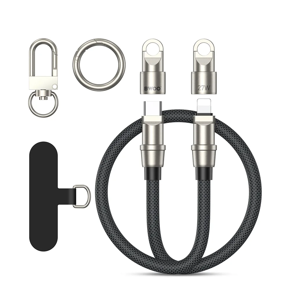 BWOO Lanyard-kabel USB-C – USB-C 0,3m 60W med band