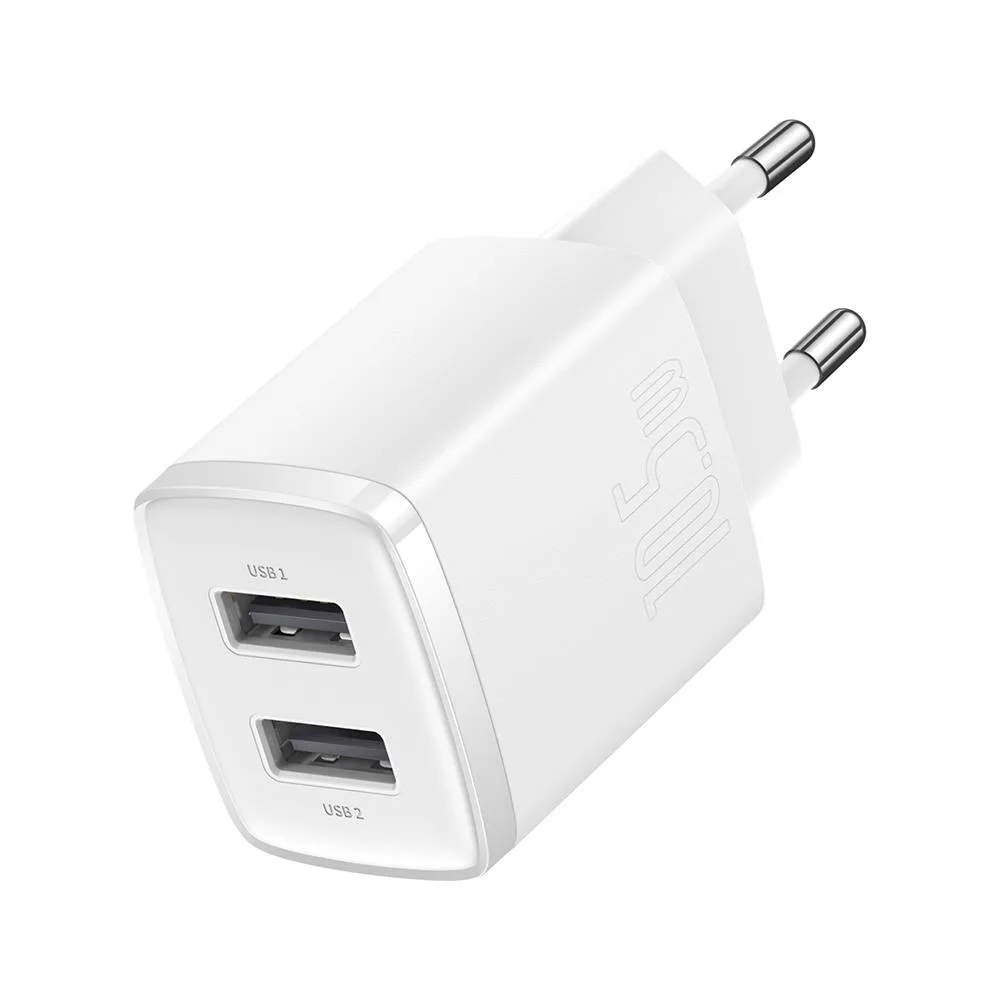 Baseus wall charger Compact 2 x USB white 10,5w