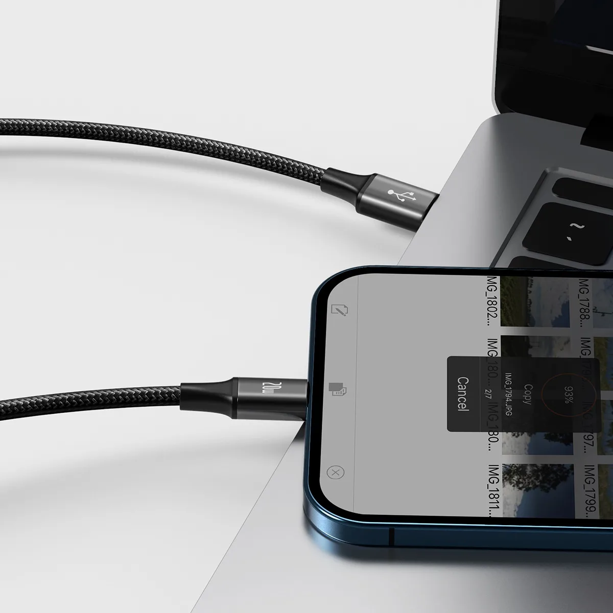 Baseus sladd 3in1 Rapid PD USB-C – micro USB + Lightning + USB-C 1,5m svart 20W
