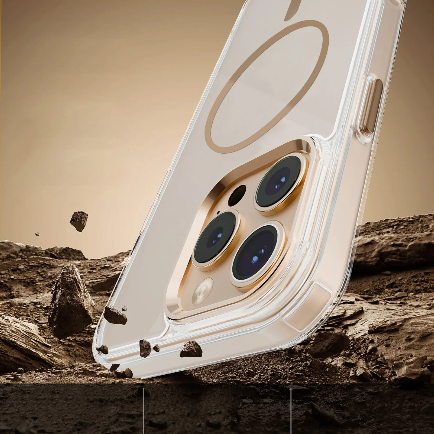 Clear Thin Mag case for iPhone 17 Pro 6,3″ gold