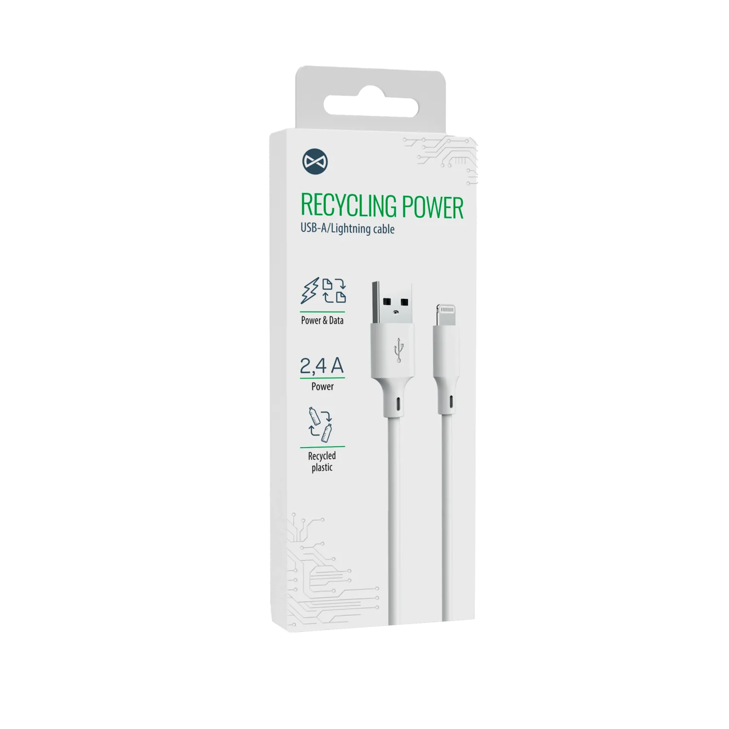 Forever recycling cable USB-A – Lightning 1,5m 2,4A HDKR12-AL-00 white