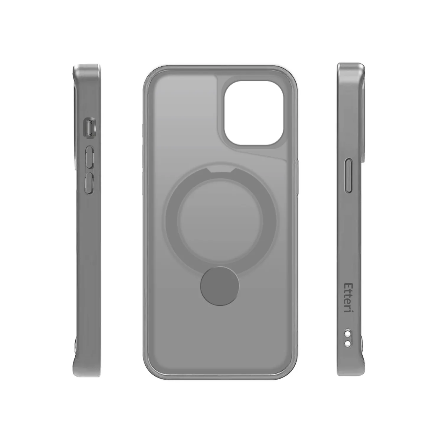 Etteri Matt Mag Ring-fodral för iPhone 12 / 12 Pro 6,1″ grå