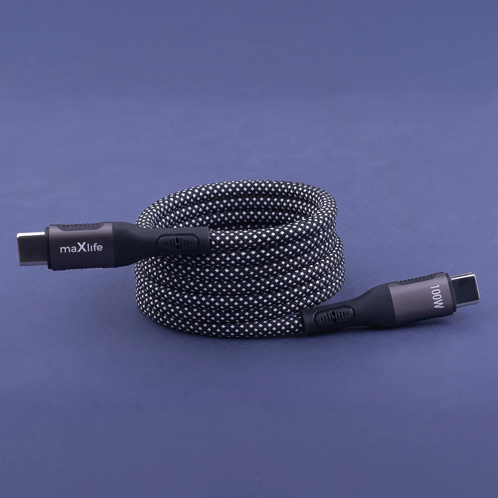 Maxlife MXUC-11 magnetic cable USB-C – USB-C 1,0 m 100W black nylon
