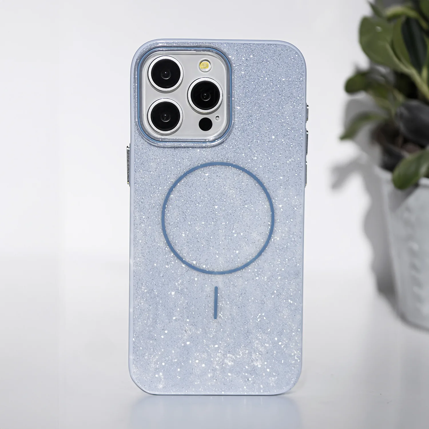 Glitter Thin Mag case for iPhone 16 Pro Max 6,9″ blue