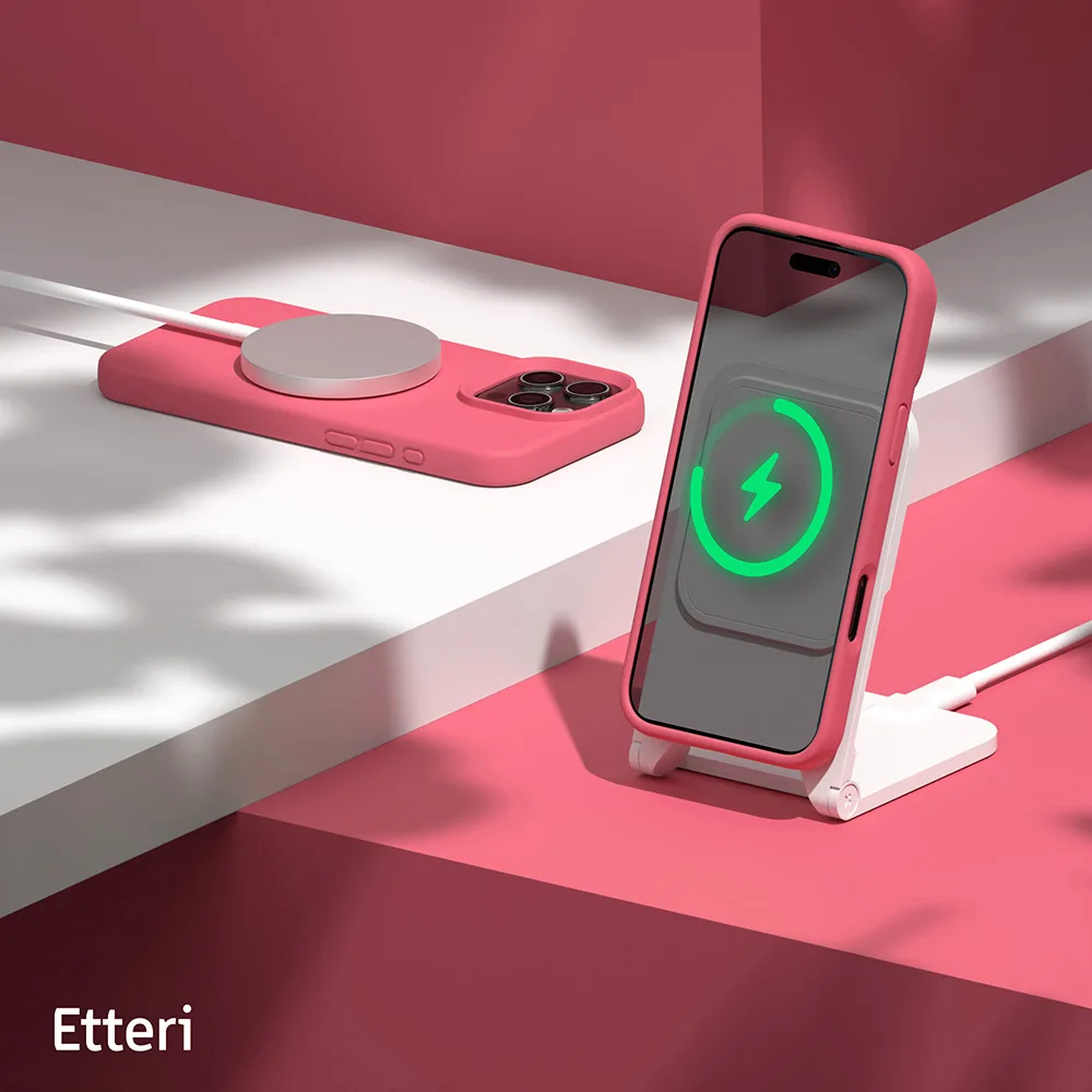 Etteri Silikon Mag-fodral för iPhone 16 Pro 6,3″ hallon