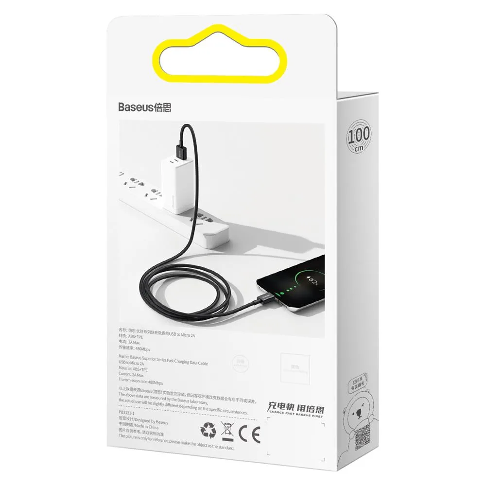 Baseus cable Superior USB – microUSB 2,0 m 2,0A black