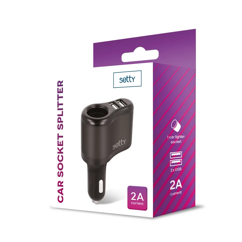 Setty biluttagsdelare RGS-01 2x USB 2A