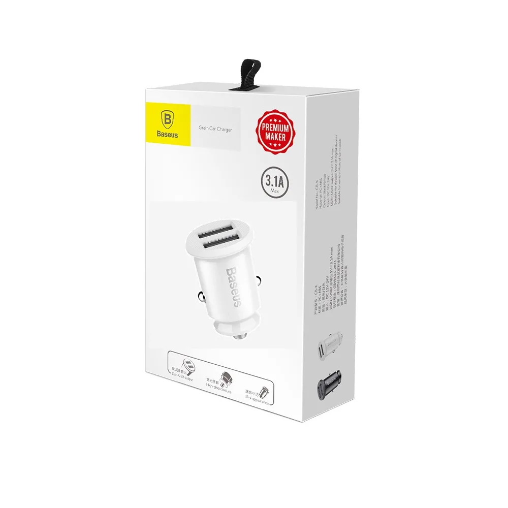 Baseus car charger Grain 2x USB 3,1A white