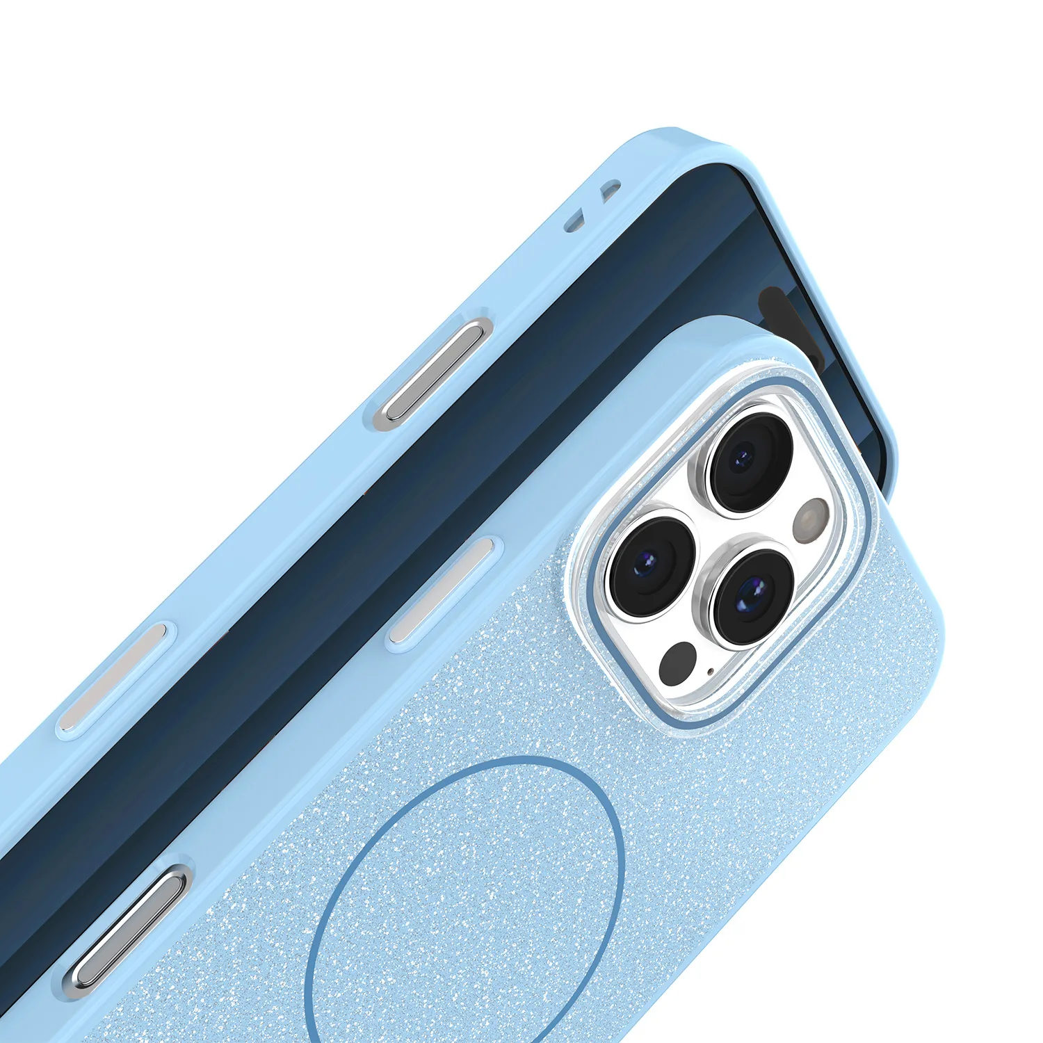 Glittertunn Mag-fodral till iPhone 16 6,1″ blått