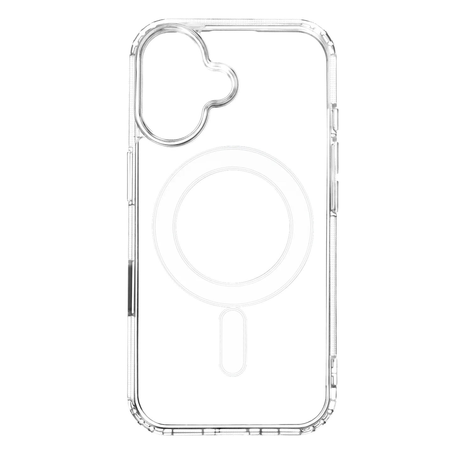 Anti Shock 1,5 mm Mag-fodral för iPhone 16 Plus 6,7″ transparent med stort hål + knapp