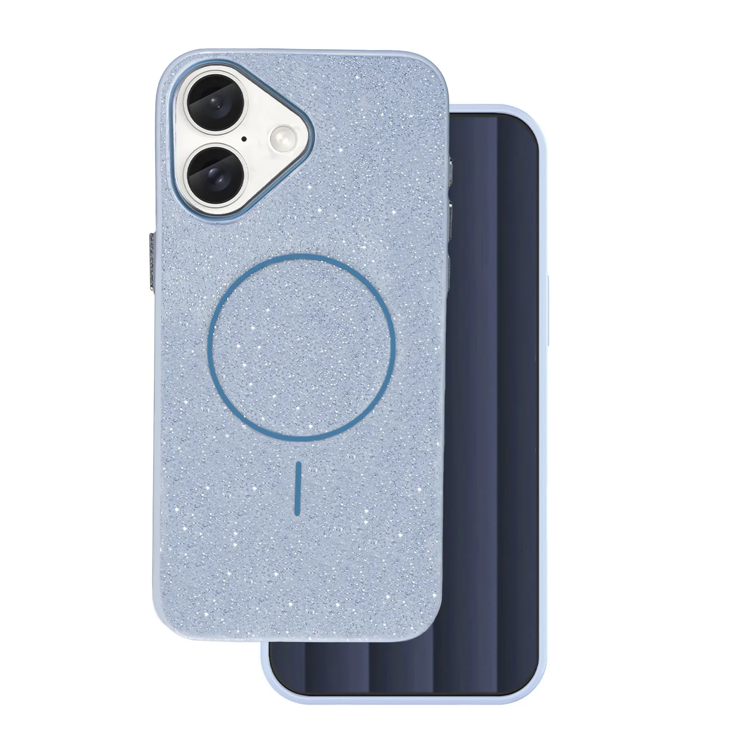 Glitter tunn Mag-fodral för iPhone 16e blå