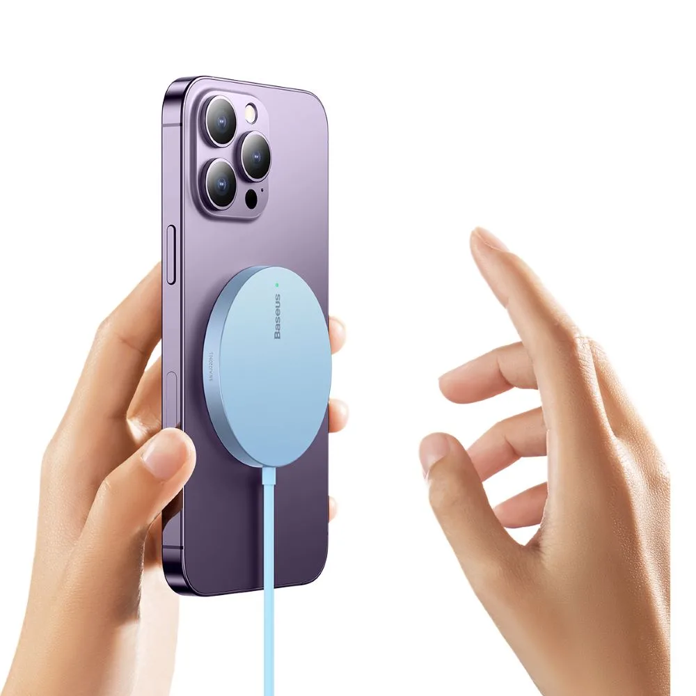 Baseus trådlös laddare Simple Mini 3 15W galaxy blue