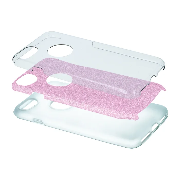 Glitter 3-i-1-fodral till iPhone 7 / 8 / SE 2020 / SE 2022 – rosa