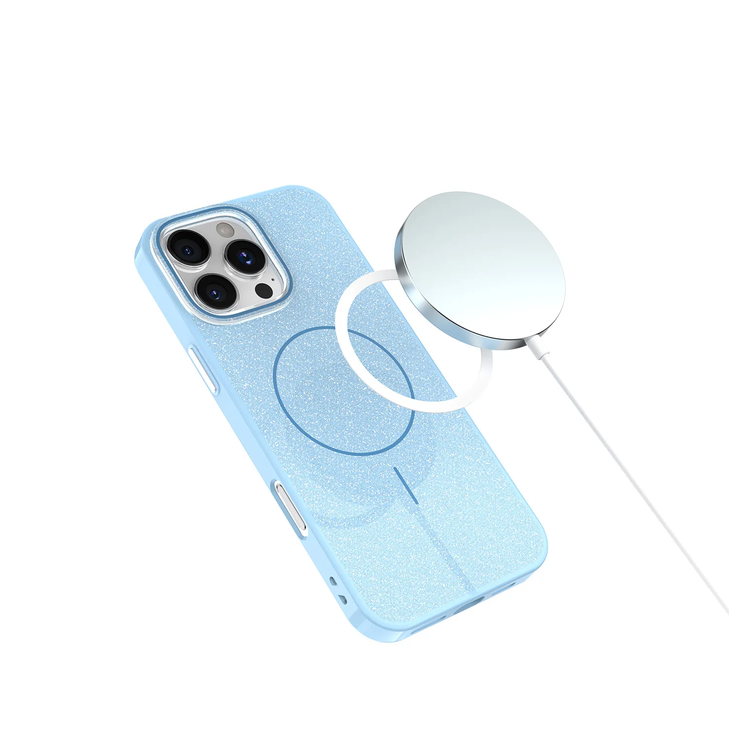 Glitter Thin Mag case for iPhone 17 6,3″ blue