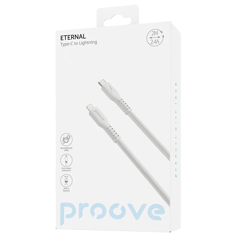 Proove-kabel Eternal USB-C – Lightning 2m 3A vit