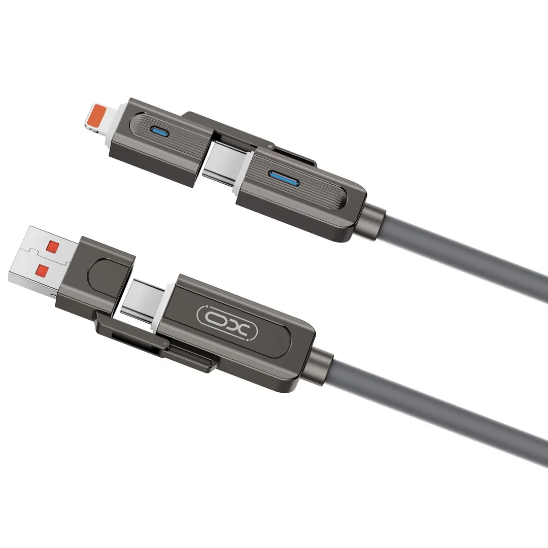 XO-kabel NB275 4-i-1 USB-C – Lightning + USB – USB-C 60W 1,0m grå