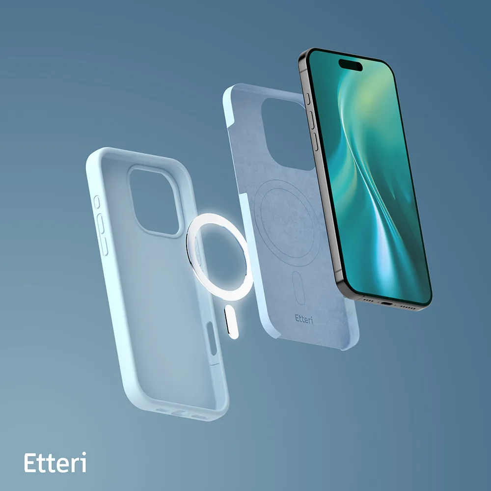 Etteri Silicone Mag case for iPhone 16 Pro 6,3″ light blue