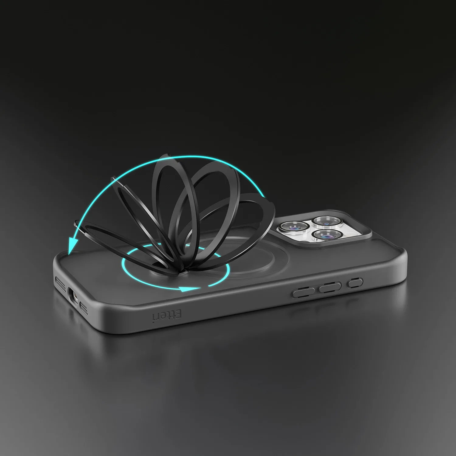 Etteri Matt Mag Ring-fodral till iPhone 16 Pro Max 6,9″ svart
