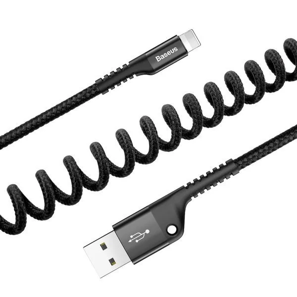 Baseus-kabel Fish Eye USB – Lightning 1,0 m 2A svart fjäder