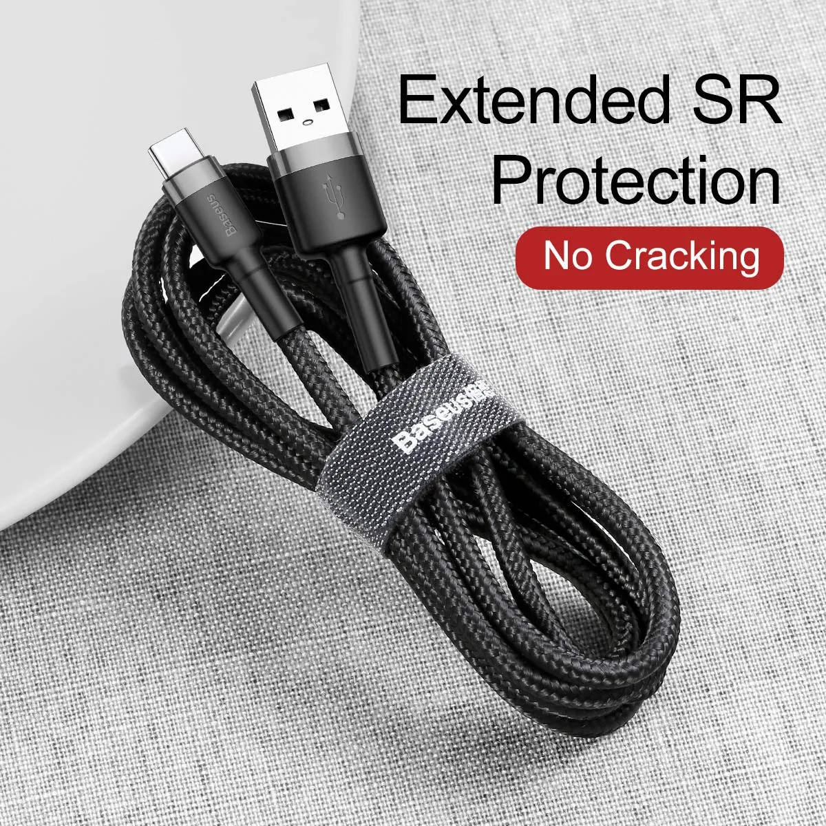 Baseus cable Cafule USB – USB-C 0,5 m 3A gray-black