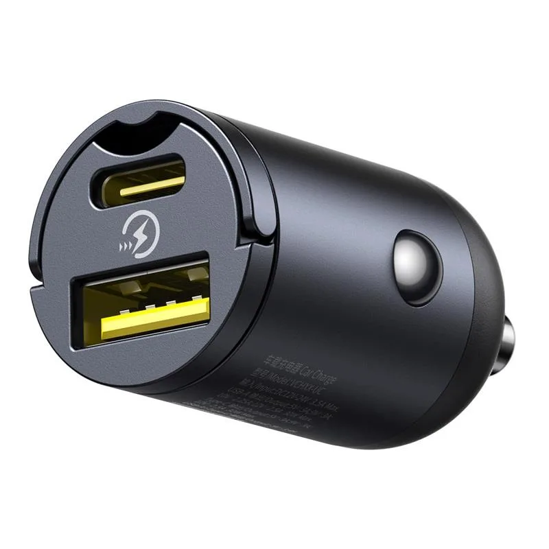 Baseus Mini Tiny Star PD car charger 1x USB-C – USB-A port 30W black