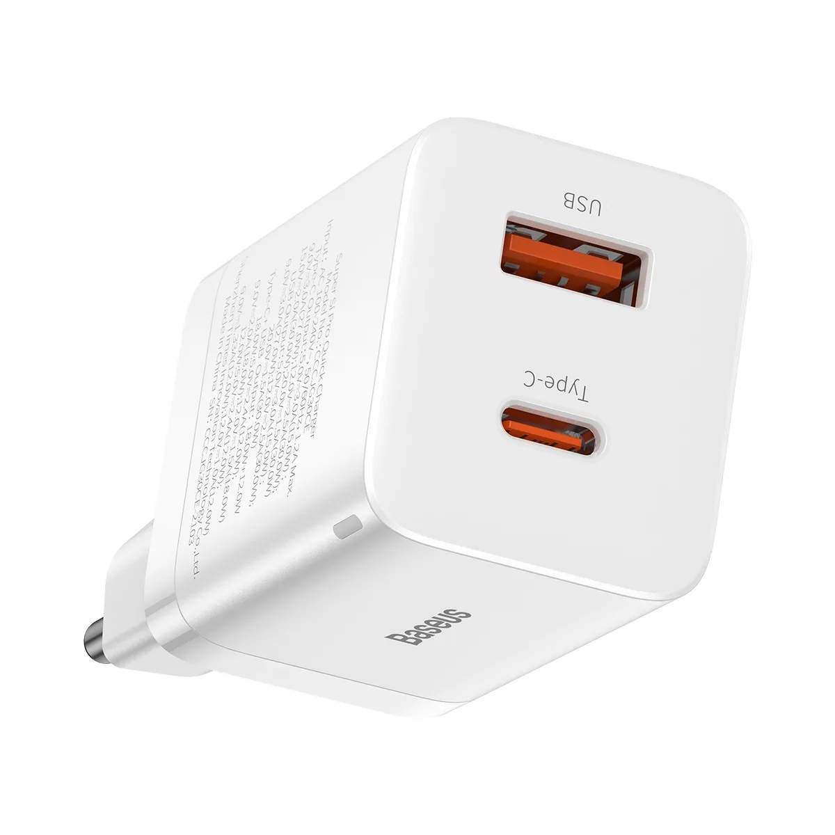 Baseus wall charger Super Si PD 30W 1x USB-C 1x USB white