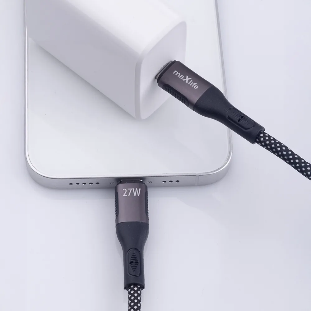 Maxlife MXUC-11 magnetic cable USB-C – Lightning 1,0 m 27W black nylon