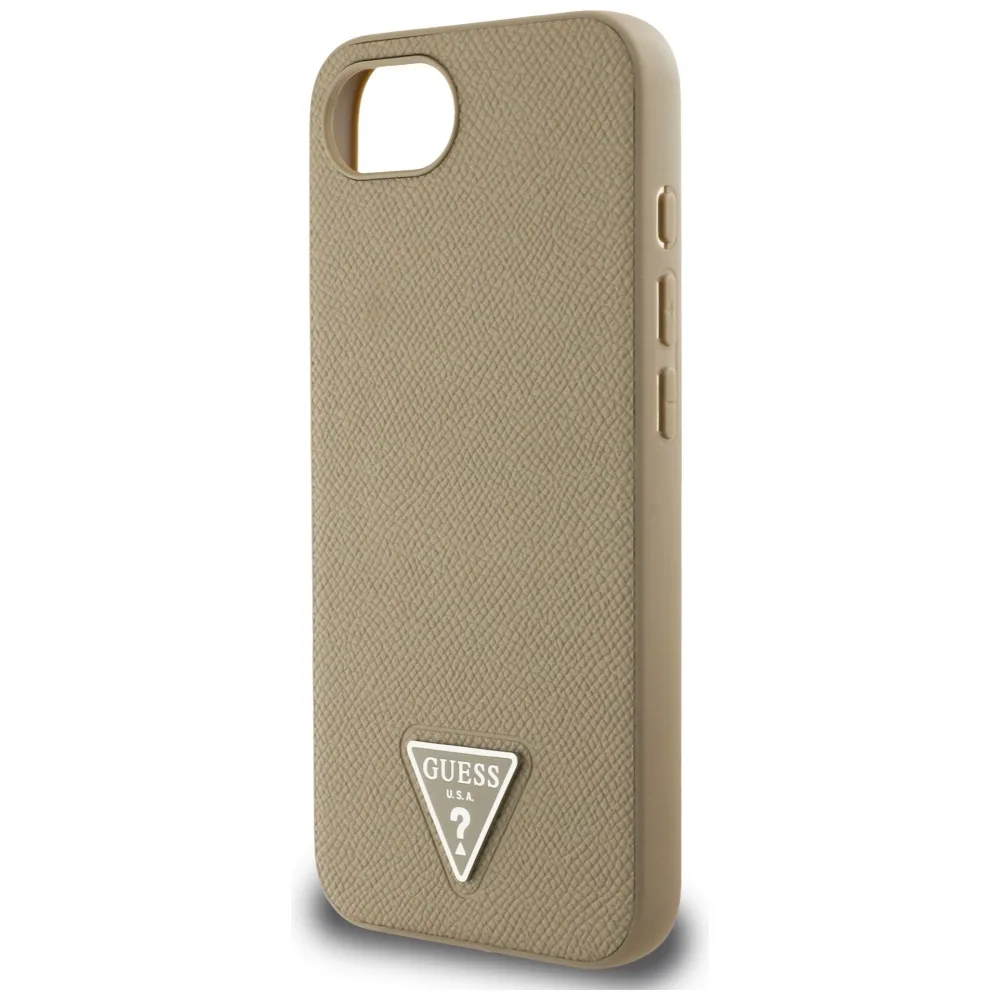 Guess HC MagSafe Kornig PU Triangel-logo-fodral för iPhone 16e Brun