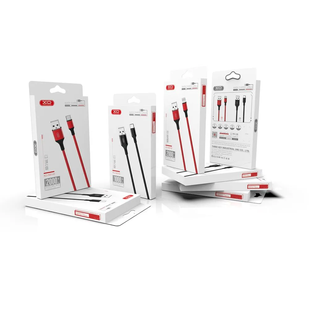 XO-kabel NB143 USB – USB-C 1,0 m 2,4A svart
