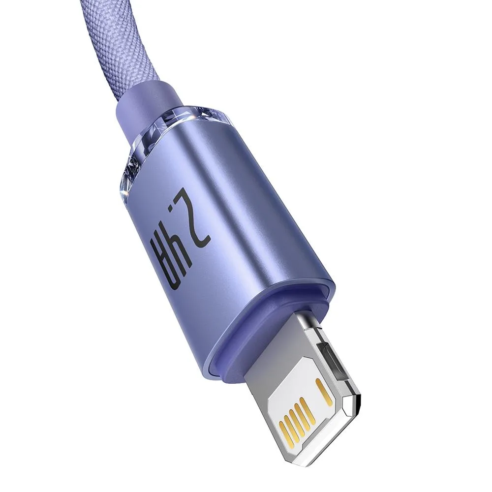 Baseus kabel Crystal Shine USB – Lightning 2,0 m 2,4A lila