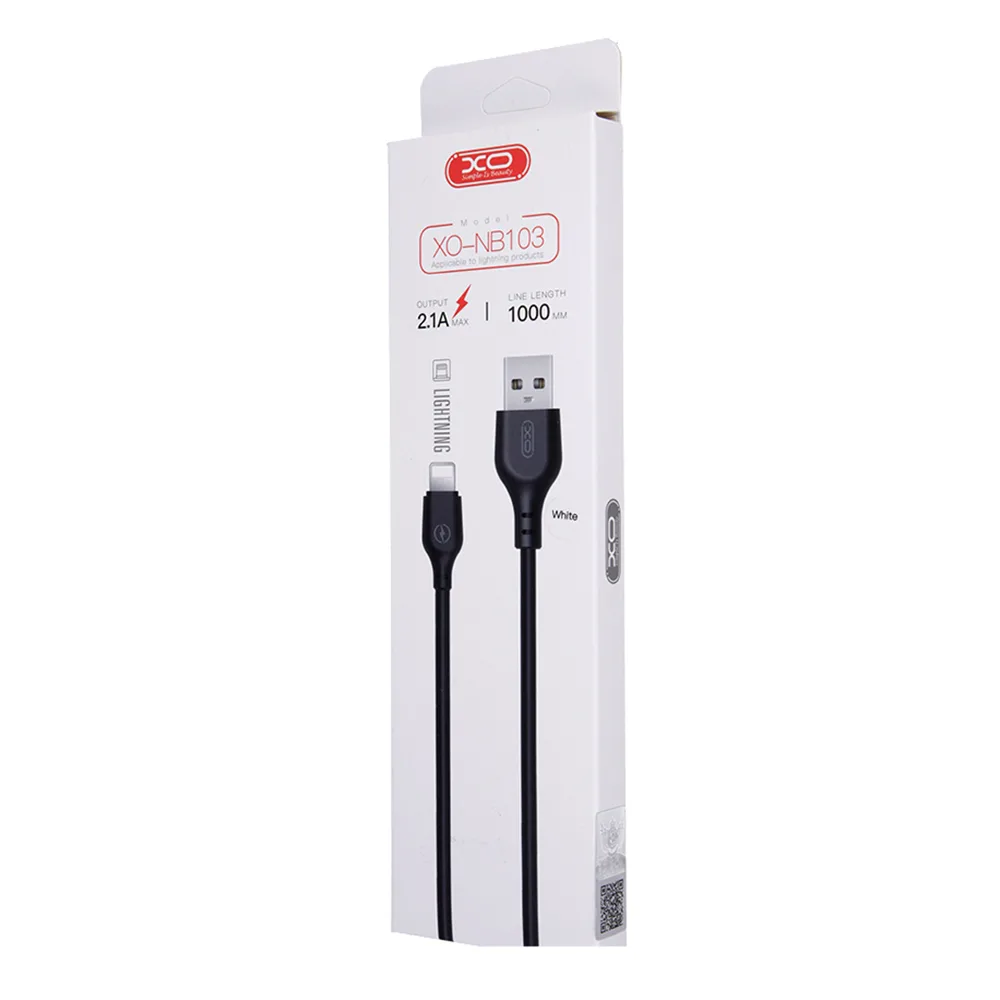XO-kabel NB103 USB – Lightning 1,0 m 2,1A vit