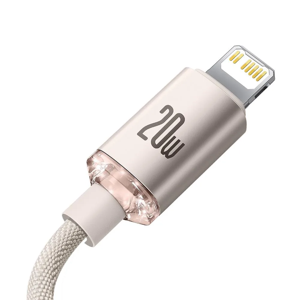 Baseus kabel Crystal Shine USB-C – Lightning 1,2 m 20W rosa