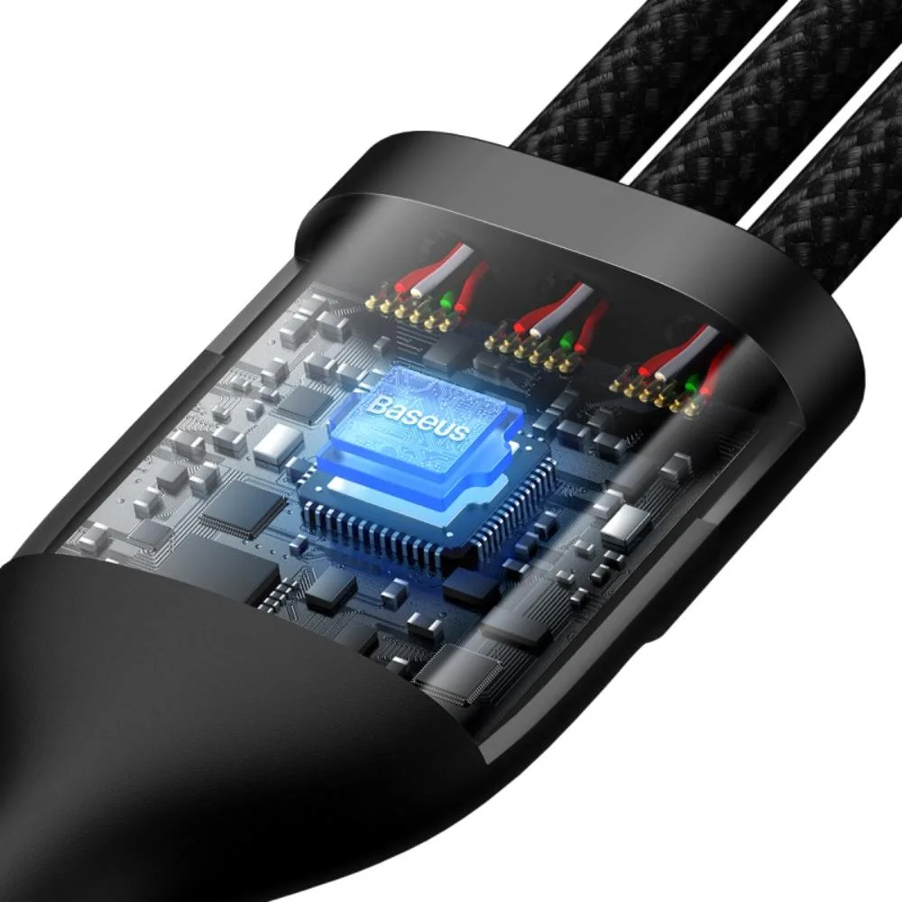 Baseus cable 3in1 Flash II USB + USB-C – Lightning + USB-C + microUSB 1,5 m 3,5A black 100W